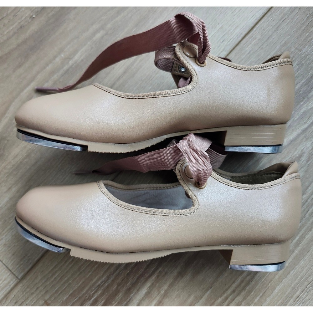 Capezio Mary Jane Tap Shoes Caramel Tan Tele‎ Tone Taps 3800 Kids Size 13M - Picture 3 of 12